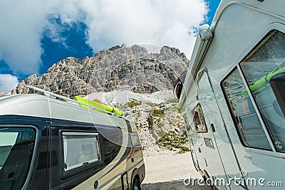 Scenic Camper Vans Camping Stock Photo