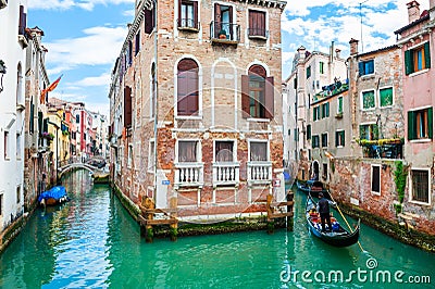 Scenic canal with old architecture in Venice, Italy Editorial Stock Photo