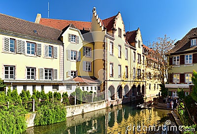 Scenic canals of the old town. Town of Colmar, Alsace region, France Editorial Stock Photo
