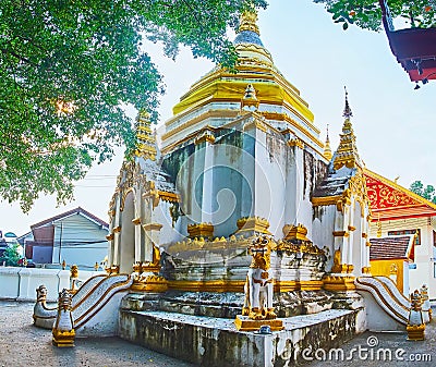 The scenic Chedi of Wat Puak Taem temple, Chiang Mai, Thailand Editorial Stock Photo