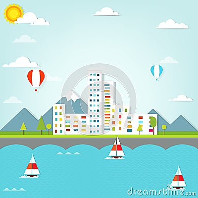 Scenic city Vector Illustration