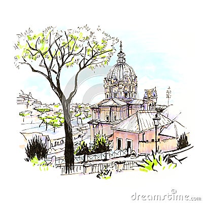 Scenic city view of Rome, Italy Stock Photo