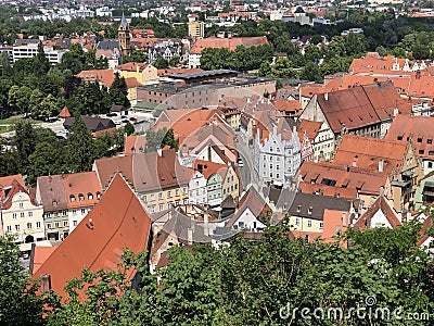 Scenic city view from the Trausnitz Castle Stock Photo