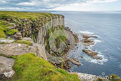 Scenic cliffs in Dunnet Head, in Caithness, on the north coast of Scotland, the most northerly point of the mainland of Great Brit Stock Photo