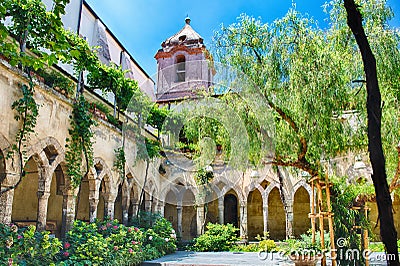 Cloister of San Francesco d`Assisi Church in Sorrento, Italy Stock Photo