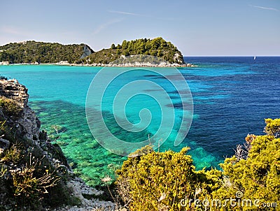 Paxos Island Greece Lakka Bay Stock Photo