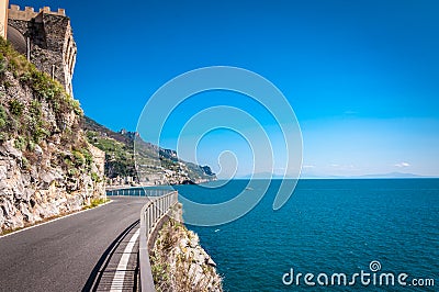 The scenic coastal road near Maiori Stock Photo