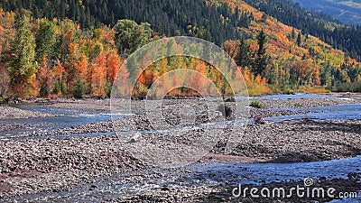 Scenic Crystal river landscape in rural Colorado in autumn time Stock Photo