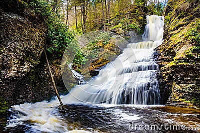 Scenic Dingmans Falls in Delaware Township tourist destination Stock Photo