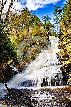 Scenic Dingmans Falls in Delaware Township tourist destination Stock Photo