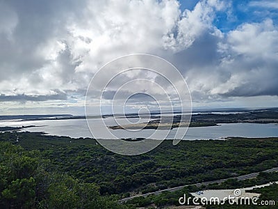 Scenic display of the lake on Prospect hill on Kangaroo island with a beautiful cloudscape Stock Photo
