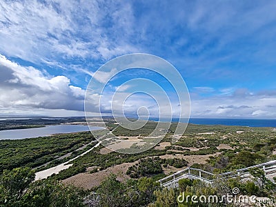 Scenic display of the Prospect hill on Kangaroo island with a beautiful cloudscape Stock Photo
