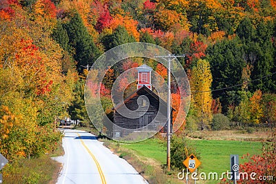 Scenic drive across New England fall foliage Stock Photo