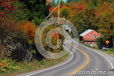 Scenic drive across New England fall foliage Stock Photo