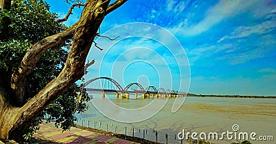 Scenic Godavari river in Rajahmundry Andhra Pradesh, India Stock Photo