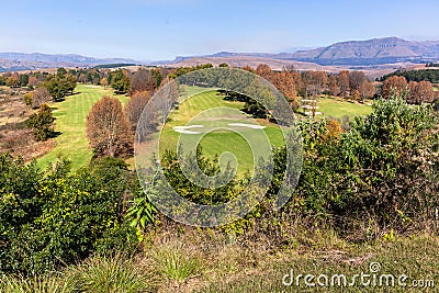 Scenic Golf Course Mountains Stock Photo