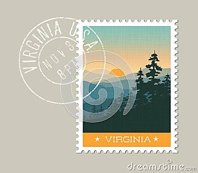 Scenic Great Smoky Mountains, Virginia. Vector Illustration