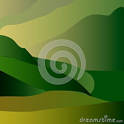 Scenic green hills nature Summer vector background Vector Illustration