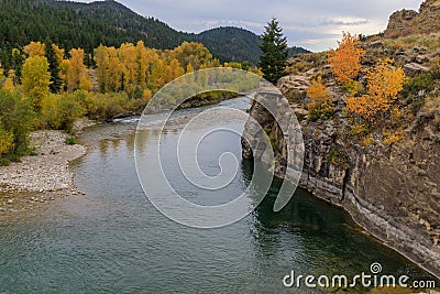 Scenic Gros Ventre River in Fall Stock Photo