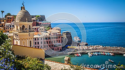 Scenic harbor on Mediterranean Coast Stock Photo