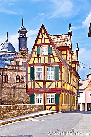 Scenic historic houses in Marktbreit Stock Photo