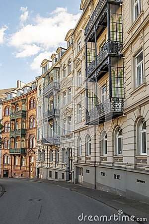 Scenic historic houses in the Wilhelminenstrasse in Wiesbaden Stock Photo