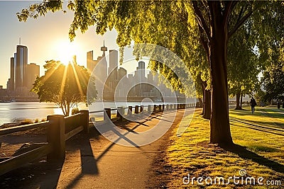 morning urban jogging path Stock Photo