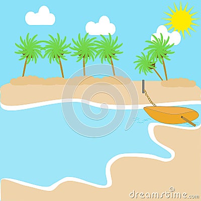 A scenic landscape with a beach Vector Illustration