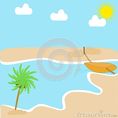 A scenic landscape with a beach Vector Illustration