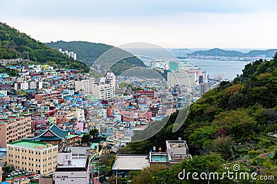 Scenic landscape of Gamcheon Culture Village in Saha District, Busan, South Korea Stock Photo