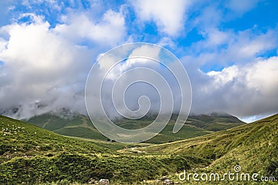 Scenic landscape in Iraty mountains in summertime, basque country, france Stock Photo
