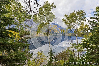 Scenic Fall Landscape Reflection of the Tetons in Jenny Lake Stock Photo