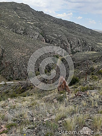 Canyon trail granite Crystal lake Curt Gowdy State park Stock Photo