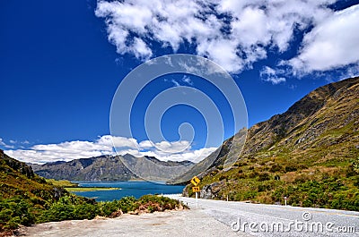 Scenic Mountain Road New Zealand Stock Photo