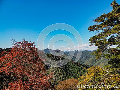 Scenic Mountainscape from Mount Takao, Tokyo, Japan Stock Photo