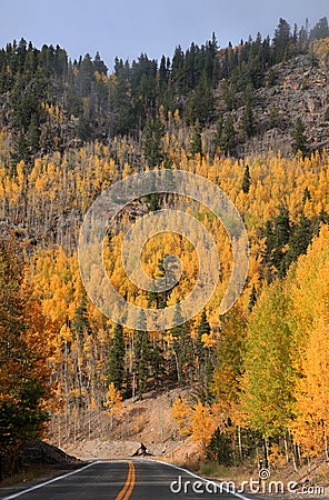 Mt Evans road in Colorado in Autumn time Stock Photo