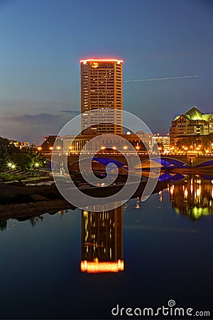 Scenic nighttime downtown vista Stock Photo