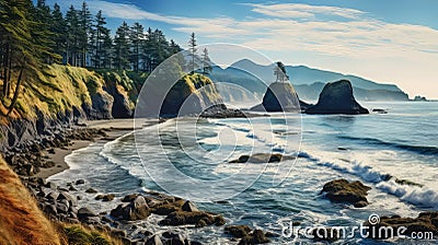 scenic pacific northwest beauty Cartoon Illustration