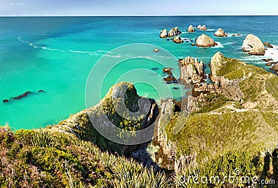 Scenic Pacific Ocean Coast, New Zealand Stock Photo