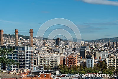 Scenic panoramic aerial Barcelona vista Stock Photo