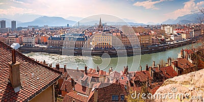 Panorama Old Town of Grenoble, France Stock Photo