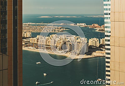 Scenic panoramic view of Palm Jumeirah in Dubai, Stock Photo