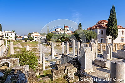 Panoramic view of the Roman Agora, Athens, Greece Stock Photo