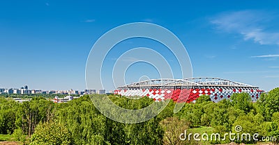 Scenic panoramic view of Spartak Stadium, Moscow Editorial Stock Photo