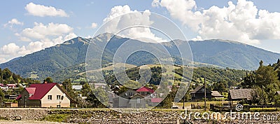 Scenic picture view of a picturesque village in Carpathian mount Stock Photo