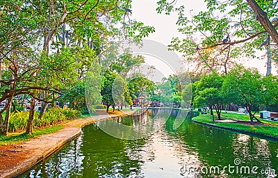 The scenic pond in Buak Hard park, Chiang Mai, Thailand Editorial Stock Photo