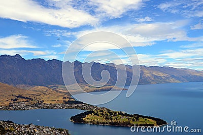 Scenic Queenstown from above Stock Photo