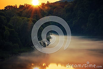 Scenic River Sunset Stock Photo