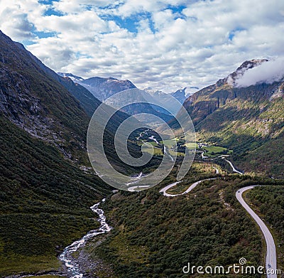 Scenic rout in Norway Gamle Strynefjellsvegen Road Stock Photo