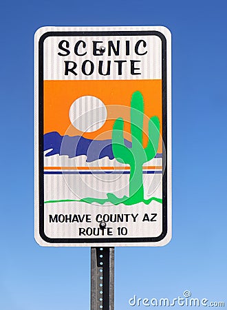 Scenic Route Sign, Arizona, United States Editorial Stock Photo